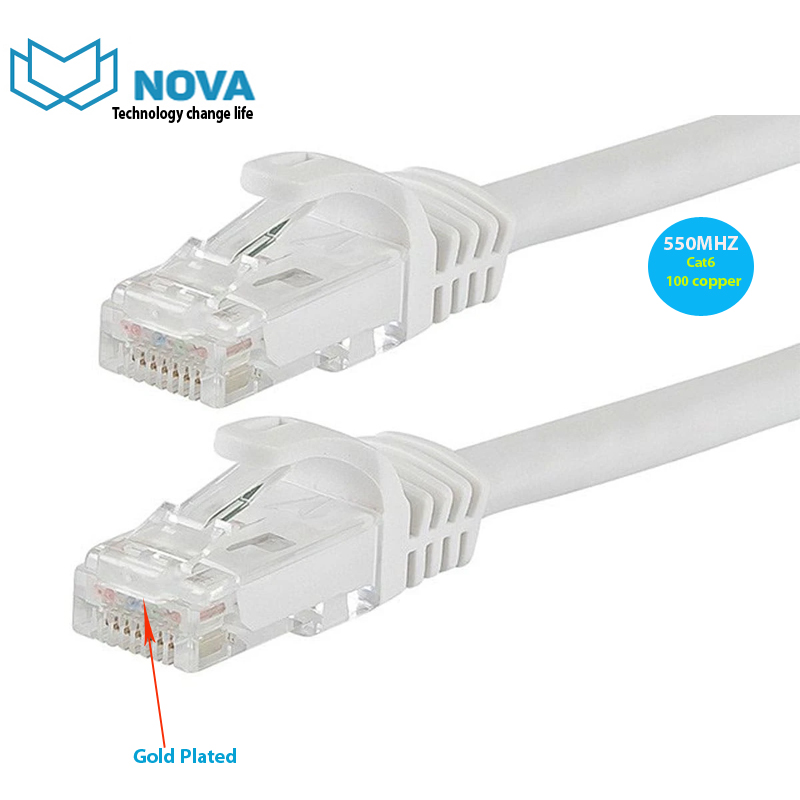 Dây nhảy 2 đầu đúc cat6 UTP NOVA NV-25003 dài 1.5m màu trắng